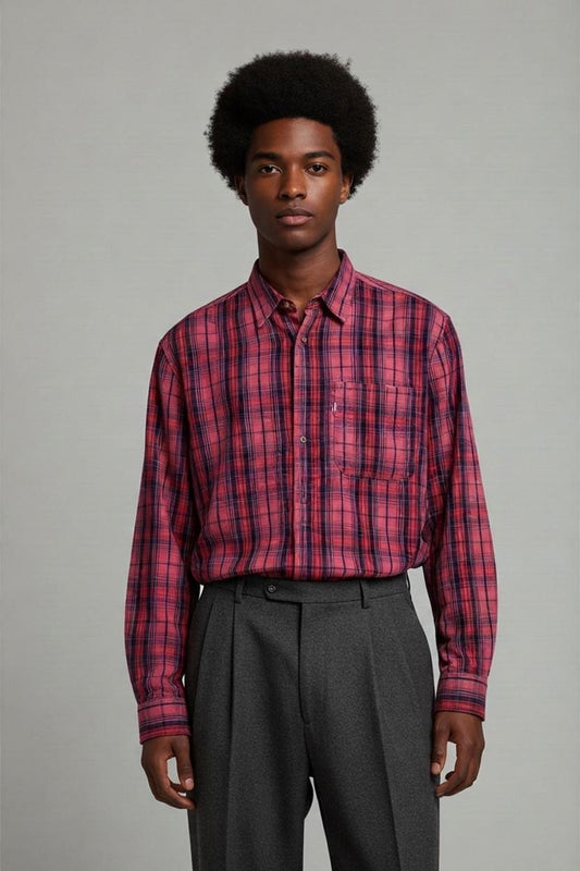 Levi Strauss Red Plaid Button-Down Shirt - Size M