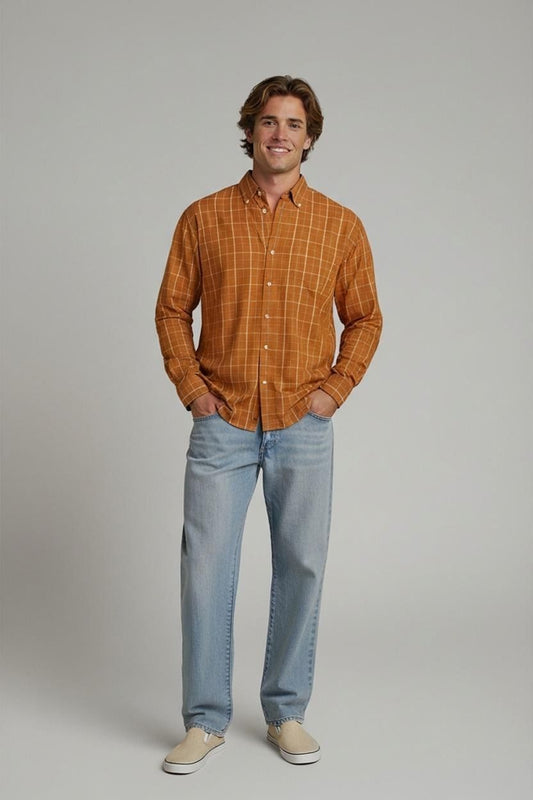 Timberland Orange Plaid Button-Down Shirt - Size XL