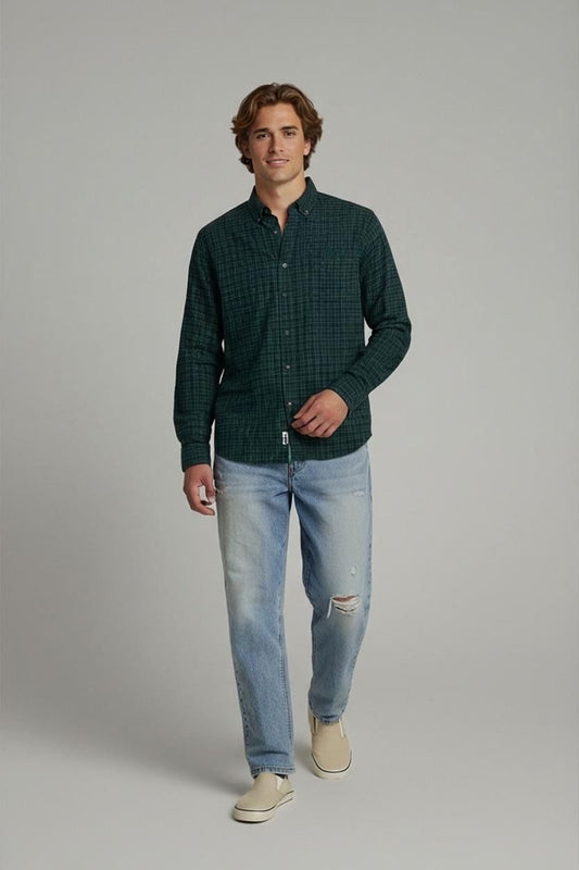 Woolrich Green Plaid Button-Down Shirt - Size L