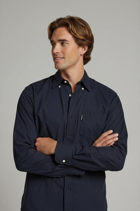 Hugo Boss Navy Button-Down Shirt - Men's Long Sleeve
