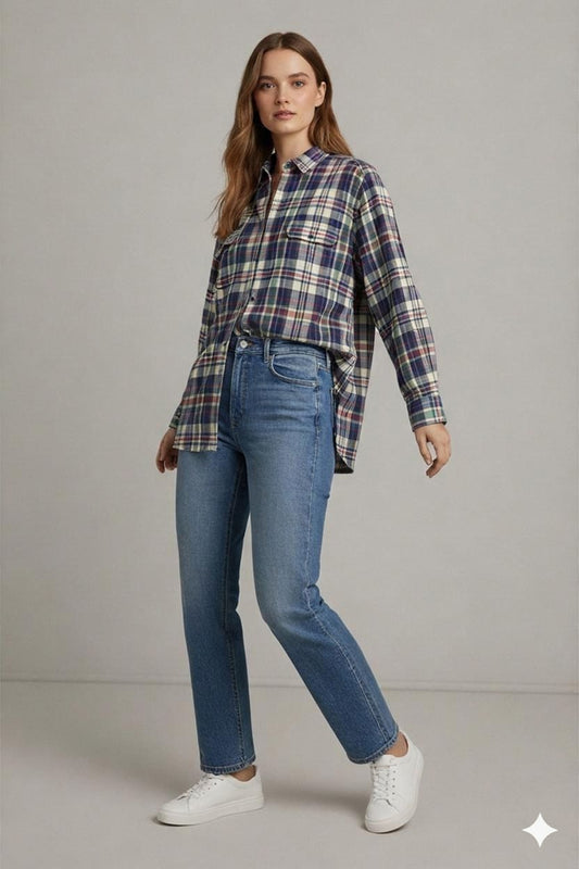 Plaid Button-Down Flannel Shirt - Long Sleeve