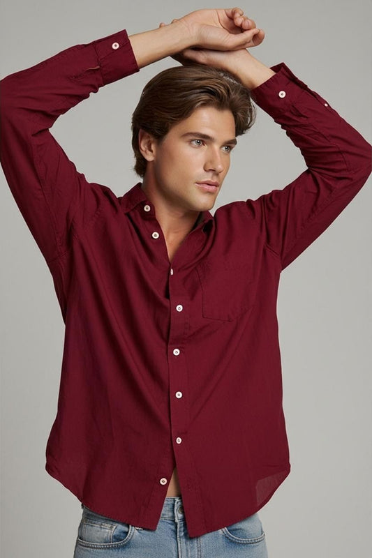 Carrera Burgundy Button-Down Shirt - Size M