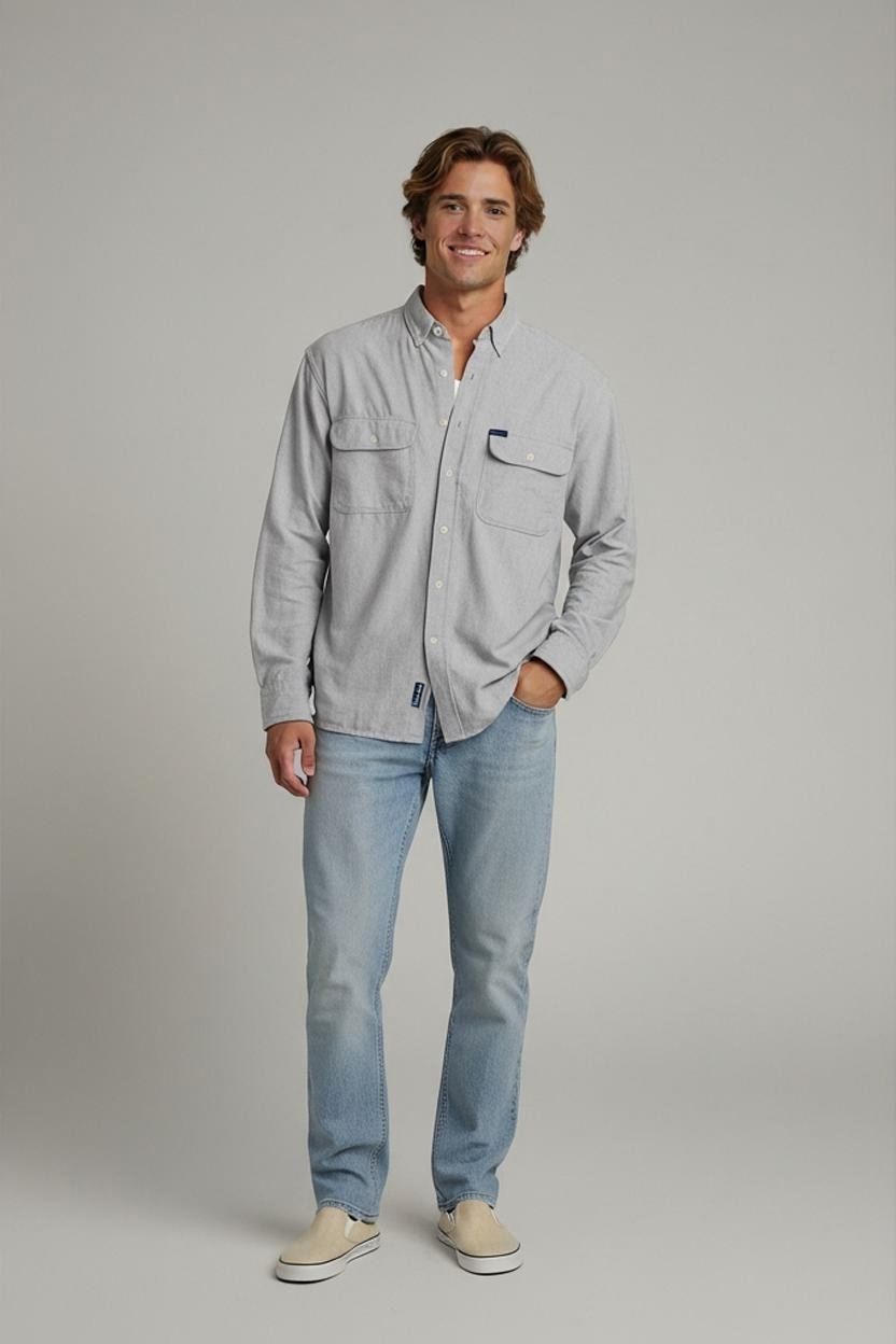 Sergio Tacchini Grey Linen Button-Down Shirt