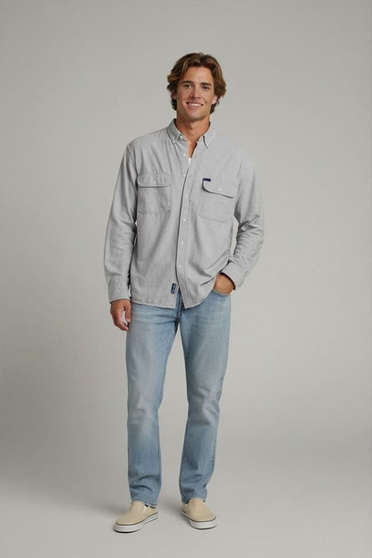 Sergio Tacchini Grey Linen Button-Down Shirt