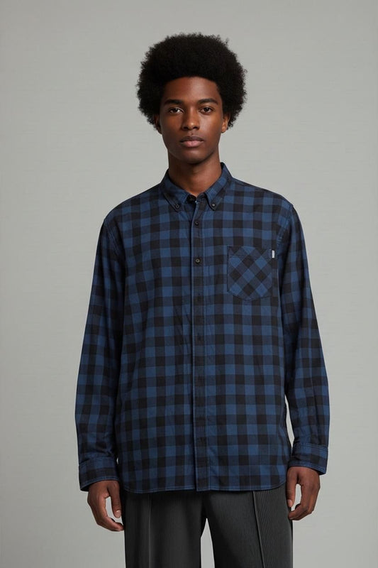 Timberland Blue & Black Check Button-Down Shirt - Regular Fit