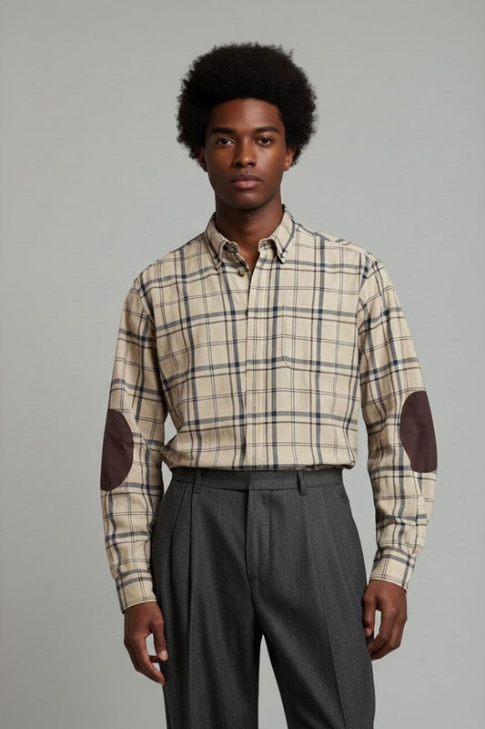Kappa Checkered Button-Down Shirt with Elbow Patches - Size XXL