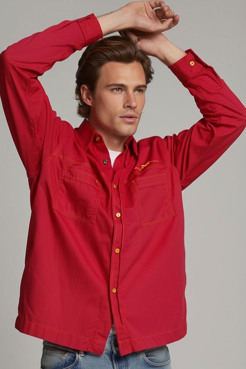 Diesel Workwear Red Button-Up Shirt - Size L