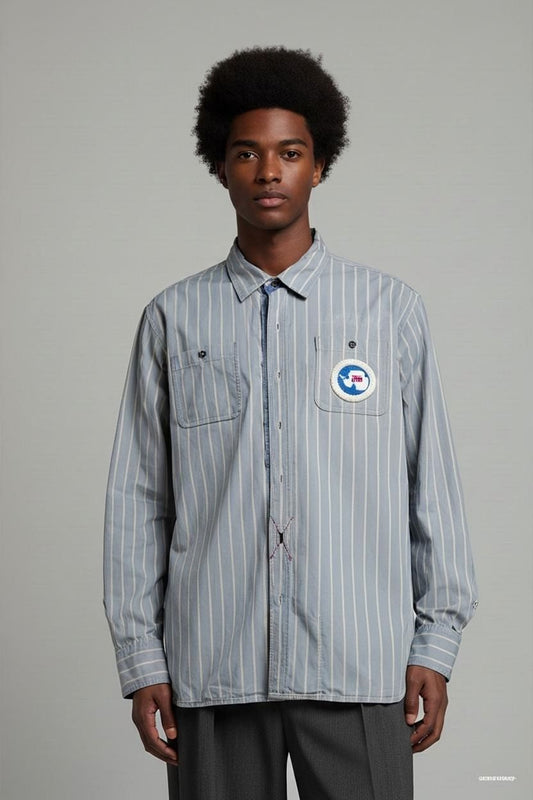 Napapijri Antarctic Expedition Blue Striped Button-Down Shirt