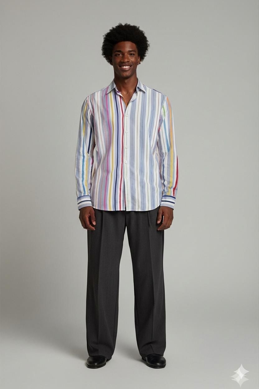 Desigual Multicolored Striped Button-Down Shirt - Regular Fit