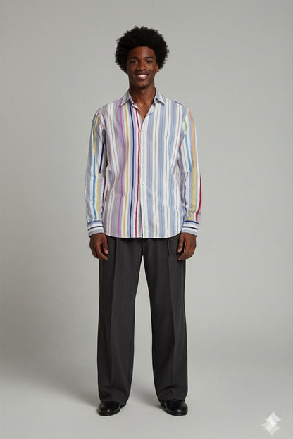 Desigual Multicolored Striped Button-Down Shirt - Regular Fit