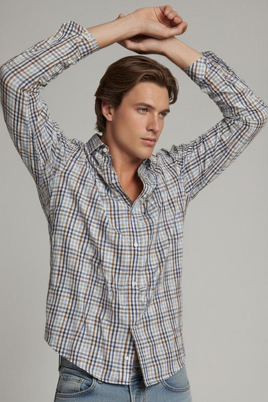 Vintage Beacon Brand Barbour Plaid Button-Down Shirt - Size M