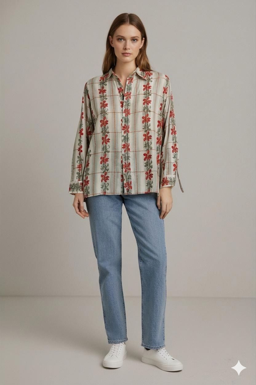 Tommy Hilfiger Floral Pattern Button-Down Shirt - Size L/G