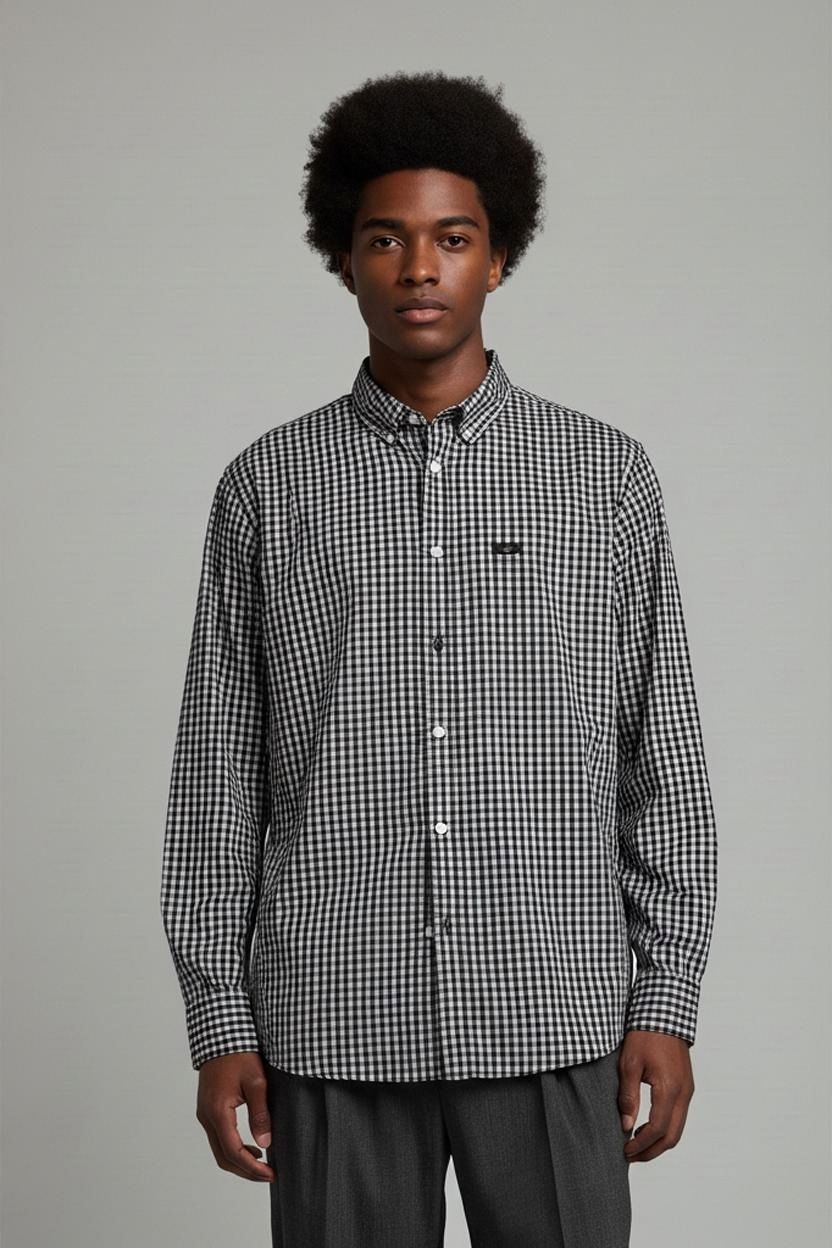 Lee Navy & White Checkered Button-Down Shirt - Size L