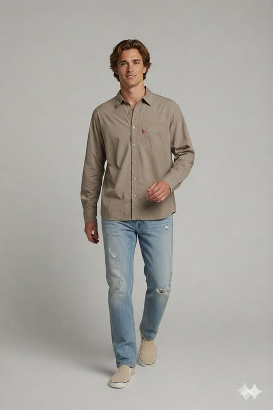 Levi's Red Tab Medium Beige Button-Down Shirt