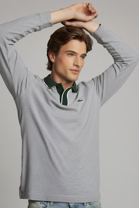 Lacoste Grey Long Sleeve Polo Shirt - Size FR 4 (US M)