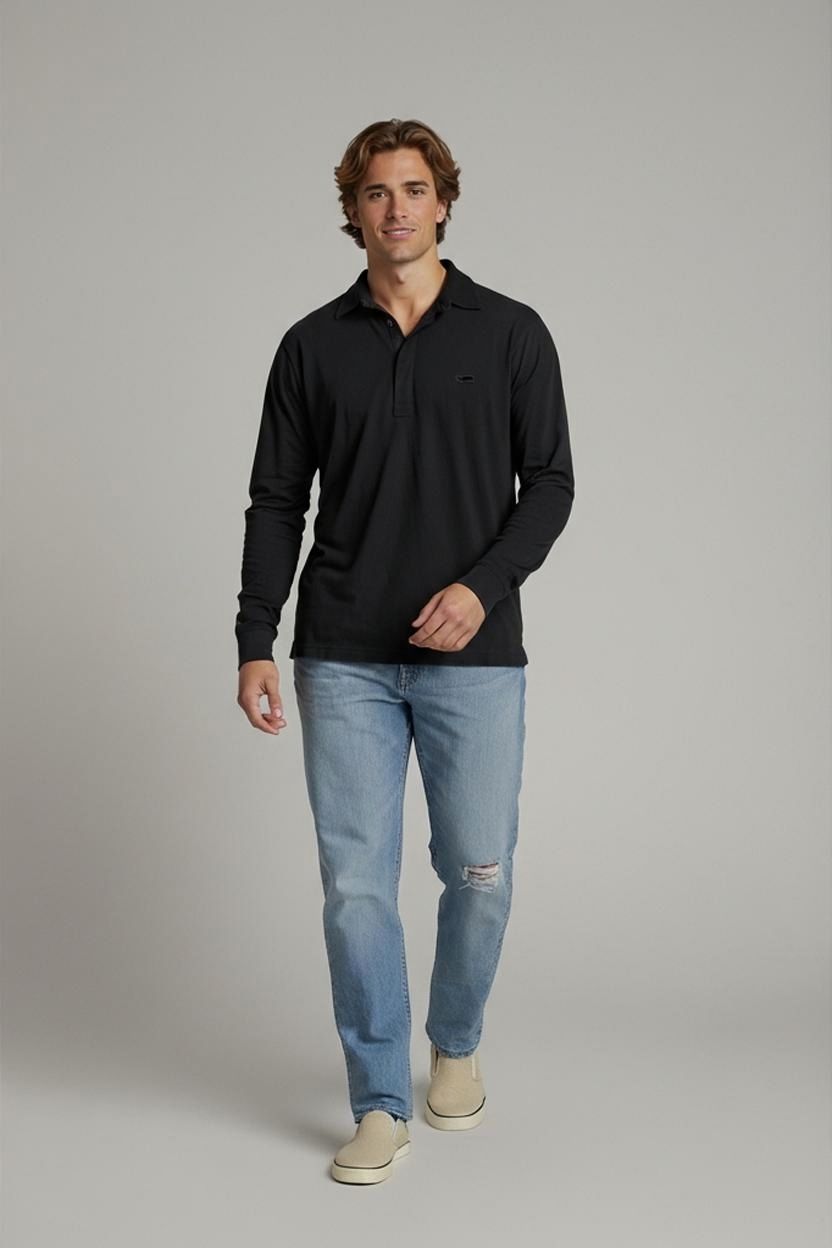 GAS Black Long Sleeve Polo Shirt