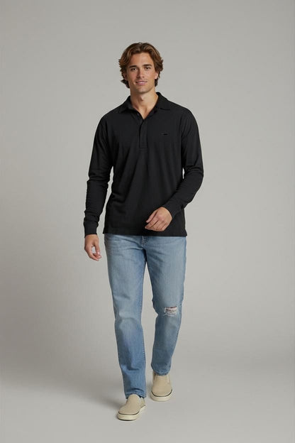 GAS Black Long Sleeve Polo Shirt