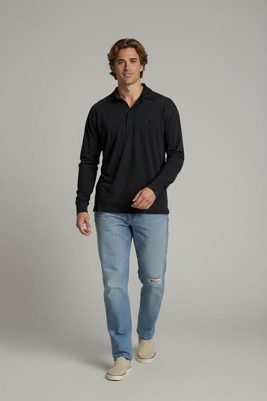 GAS Black Long Sleeve Polo Shirt
