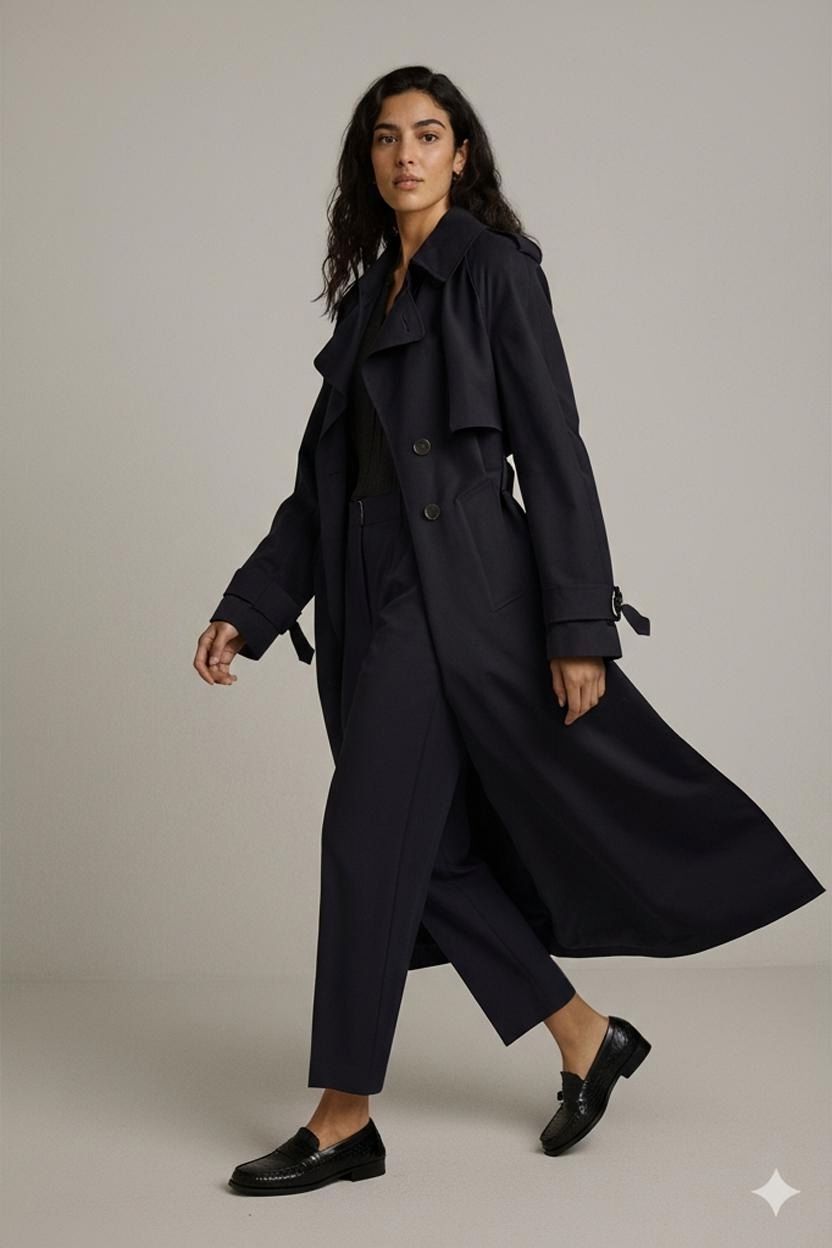 La Perla Black Wool Pea Coat - Designer Outerwear