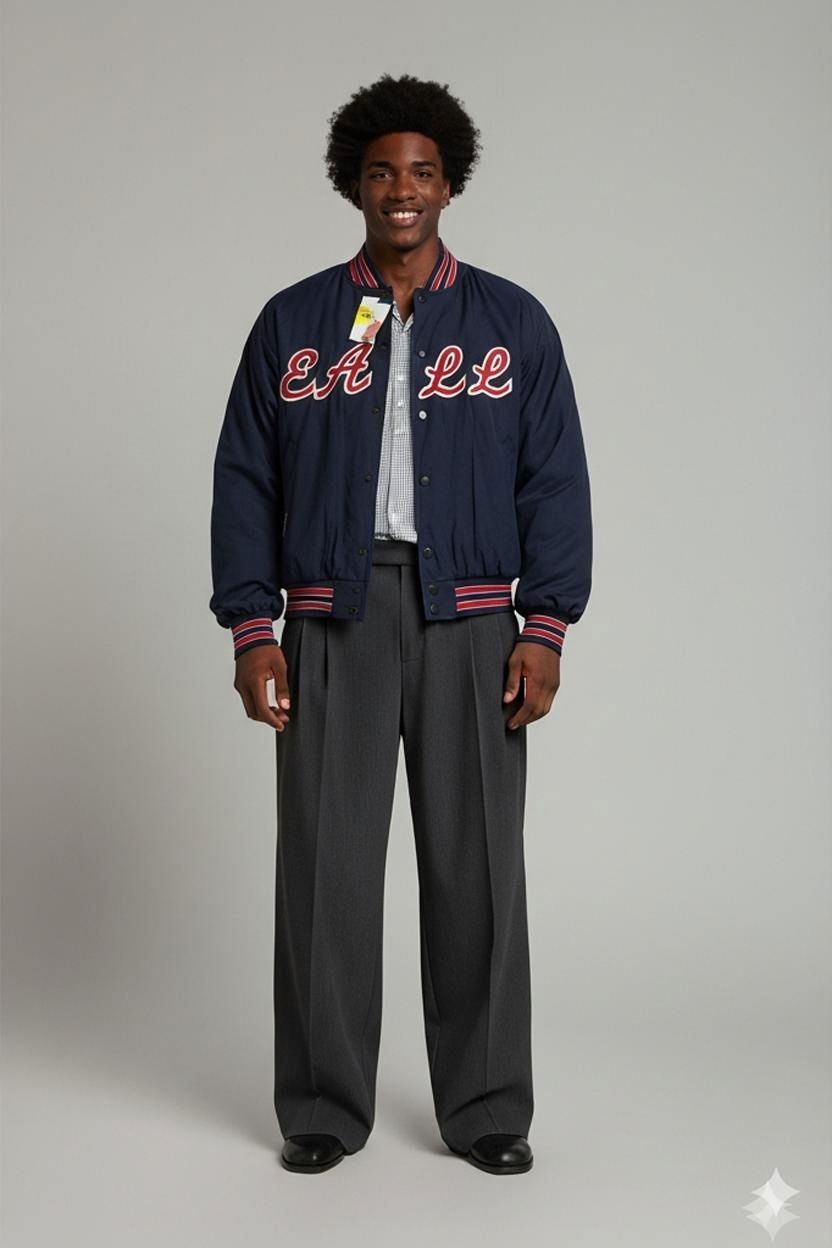 Holloway Navy Bomber Jacket with Red Lettering - Size S