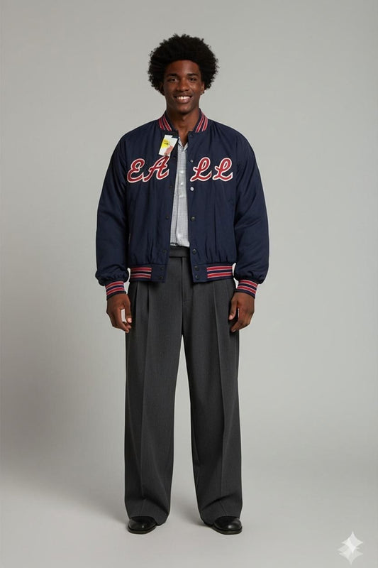 Holloway Navy Bomber Jacket with Red Lettering - Size S