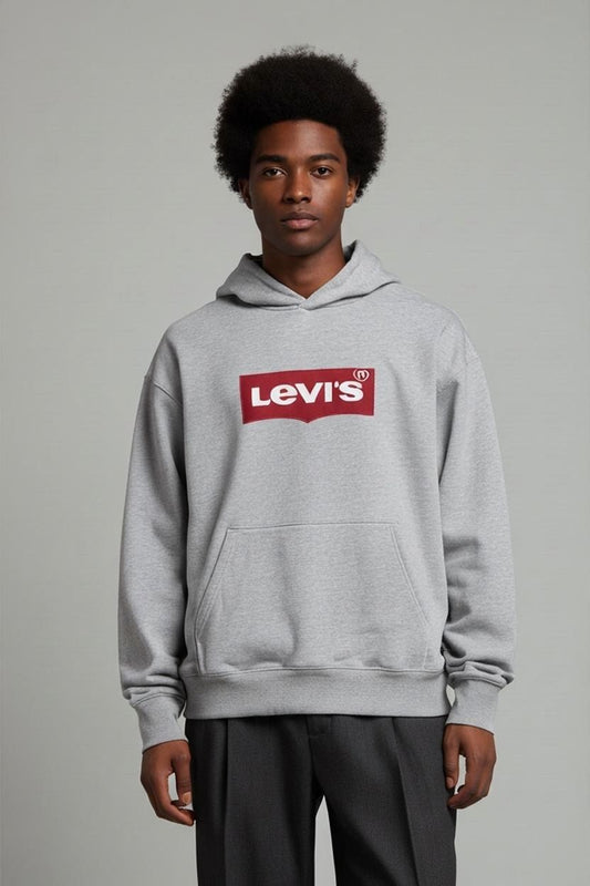 Levi's Grey Sweatshirt with Red Logo Patch - Size S