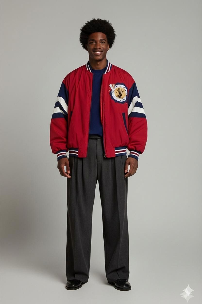 Vintage Take Five Bomber Jacket with Varsity Logo - Size XL