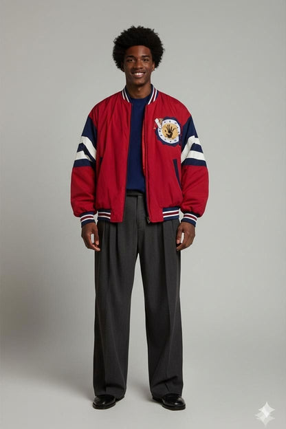 Vintage Take Five Bomber Jacket with Varsity Logo - Size XL