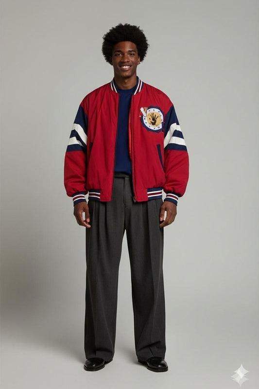 Vintage Take Five Bomber Jacket with Varsity Logo - Size XL