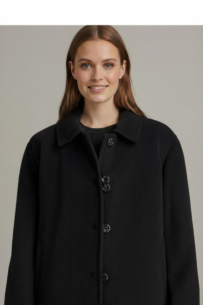 Emporio Armani Black Wool Coat - Size 44 - Made in Italy