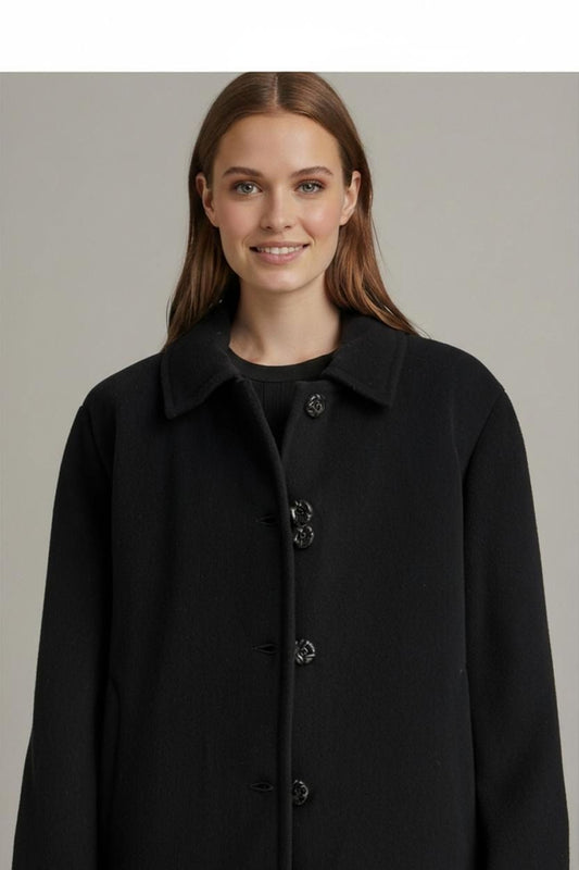 Emporio Armani Black Wool Coat - Size 44 - Made in Italy