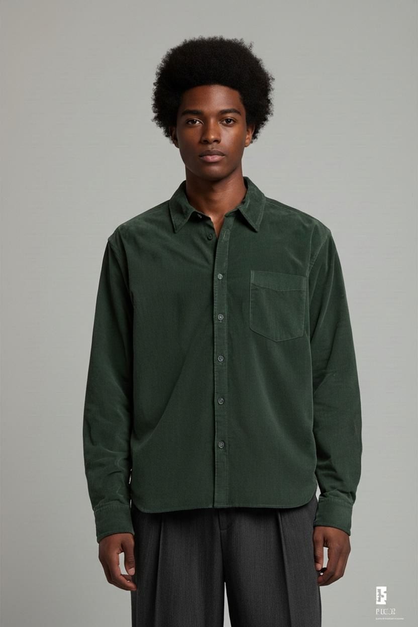Dockers Supreme Flex Green Corduroy Button-Down Shirt - Size L