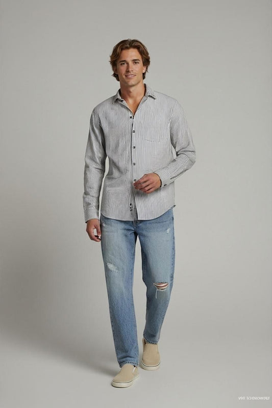 Emporio Armani Striped Button-Down Shirt - Size L