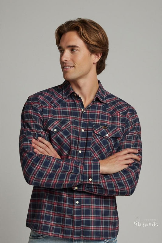 Lee Sanforized Plaid Button-Down Shirt - Size L