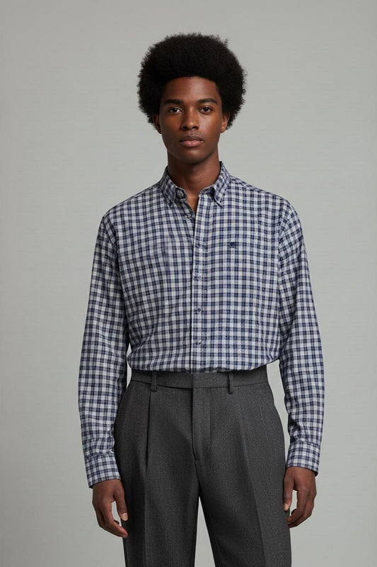 Kappa Blue & Grey Checkered Button-Down Shirt - Size XXL