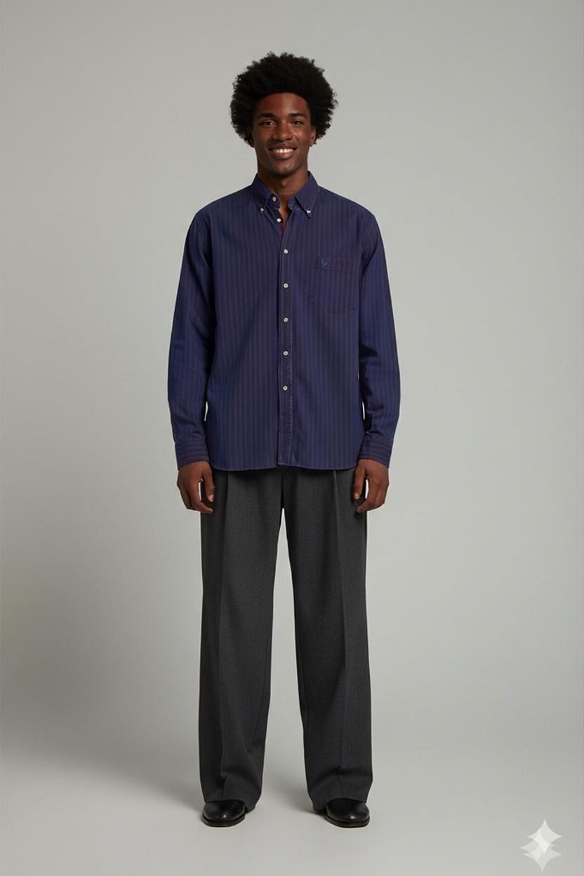 Avirex Navy Striped Button-Down Shirt - Size Large