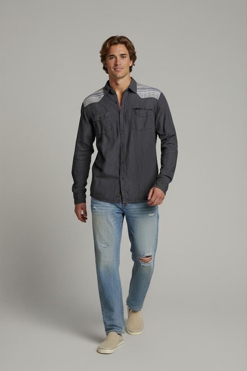 Guess Slim Fit Button-Down Shirt - Grey