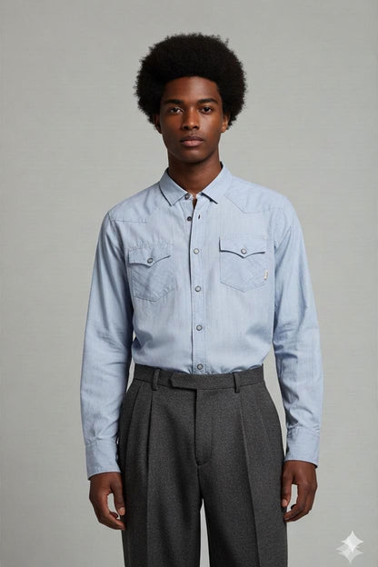 Vans Light Blue Button-Down Shirt - Size M