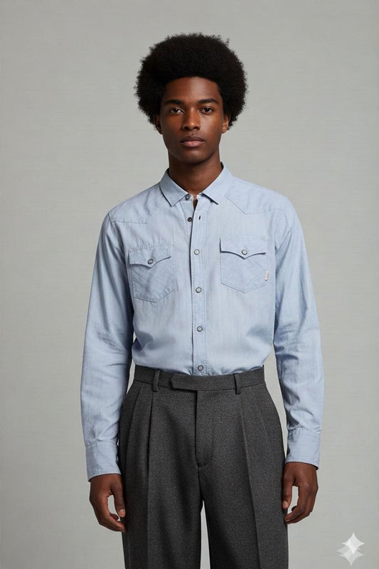 Vans Light Blue Button-Down Shirt - Size M