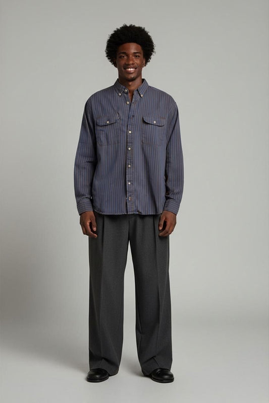 Dockers Striped Button-Down Shirt - Blue & Brown