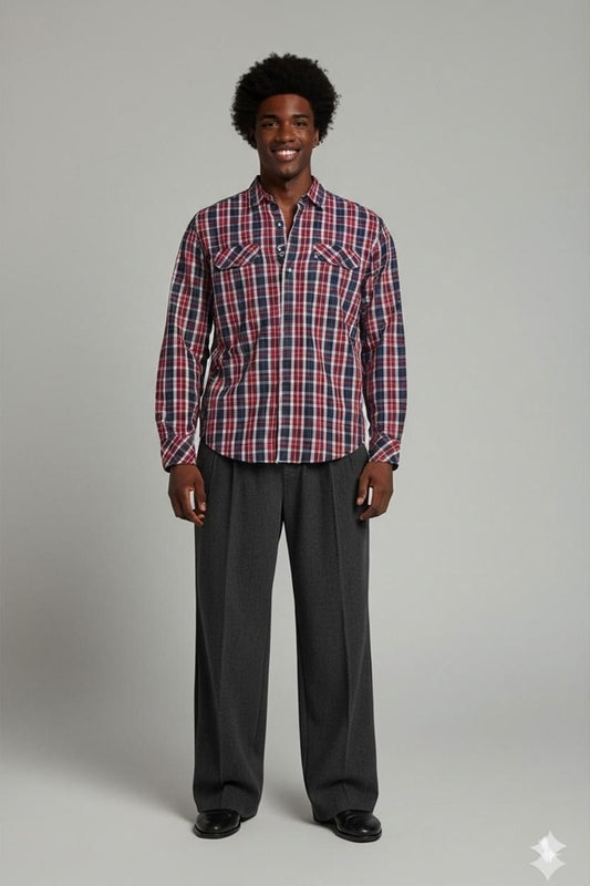 Timberland Red & Navy Plaid Button-Down Shirt - Size M