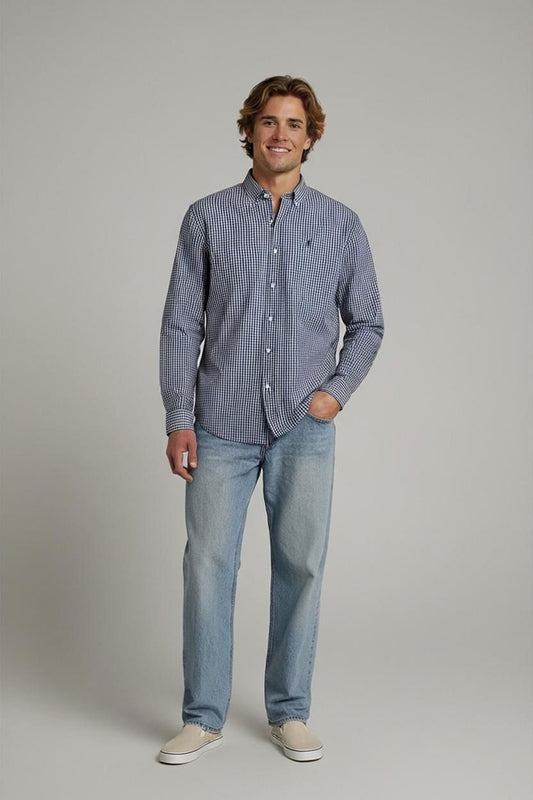 Timberland Blue Gingham Check Button-Down Shirt - Size M