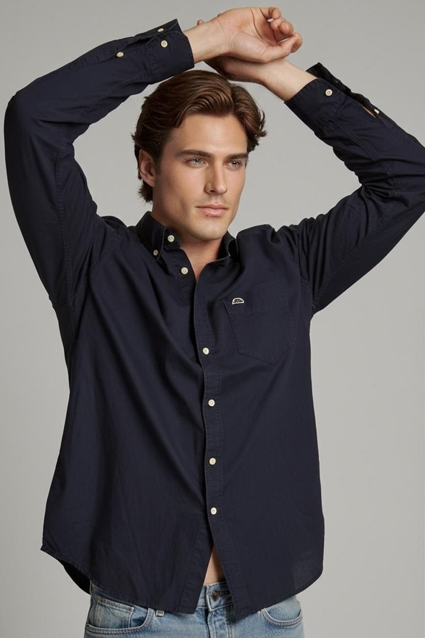 Ellesse Navy Button-Down Shirt - Long Sleeve