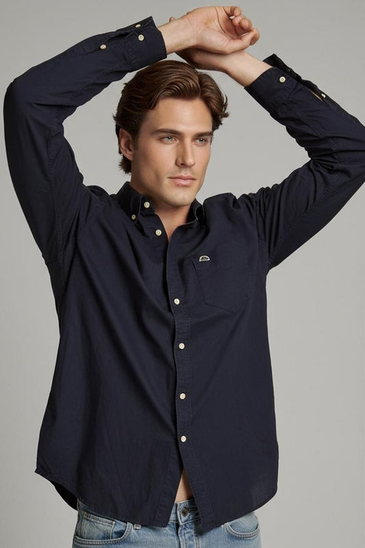 Ellesse Navy Button-Down Shirt - Long Sleeve