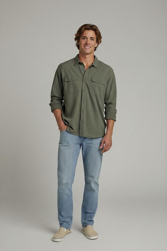 Timberland Earthkeepers Olive Green Button-Down Shirt - Size L