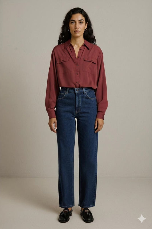 Barisal Burgundy Button-Down Shirt - Long Sleeve