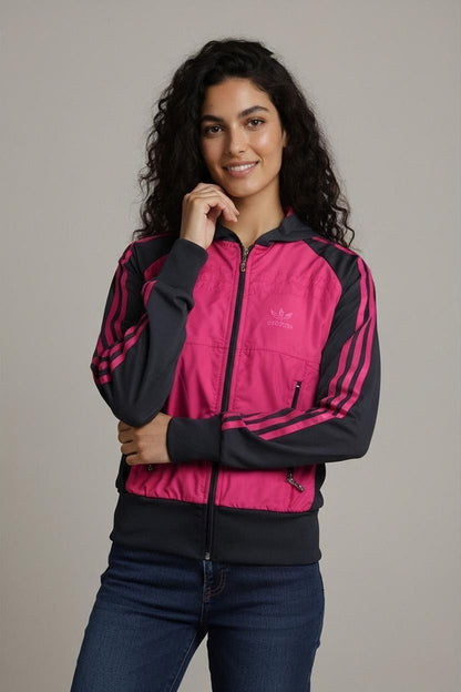 Adidas Pink & Black Windbreaker Jacket - Women's Size M