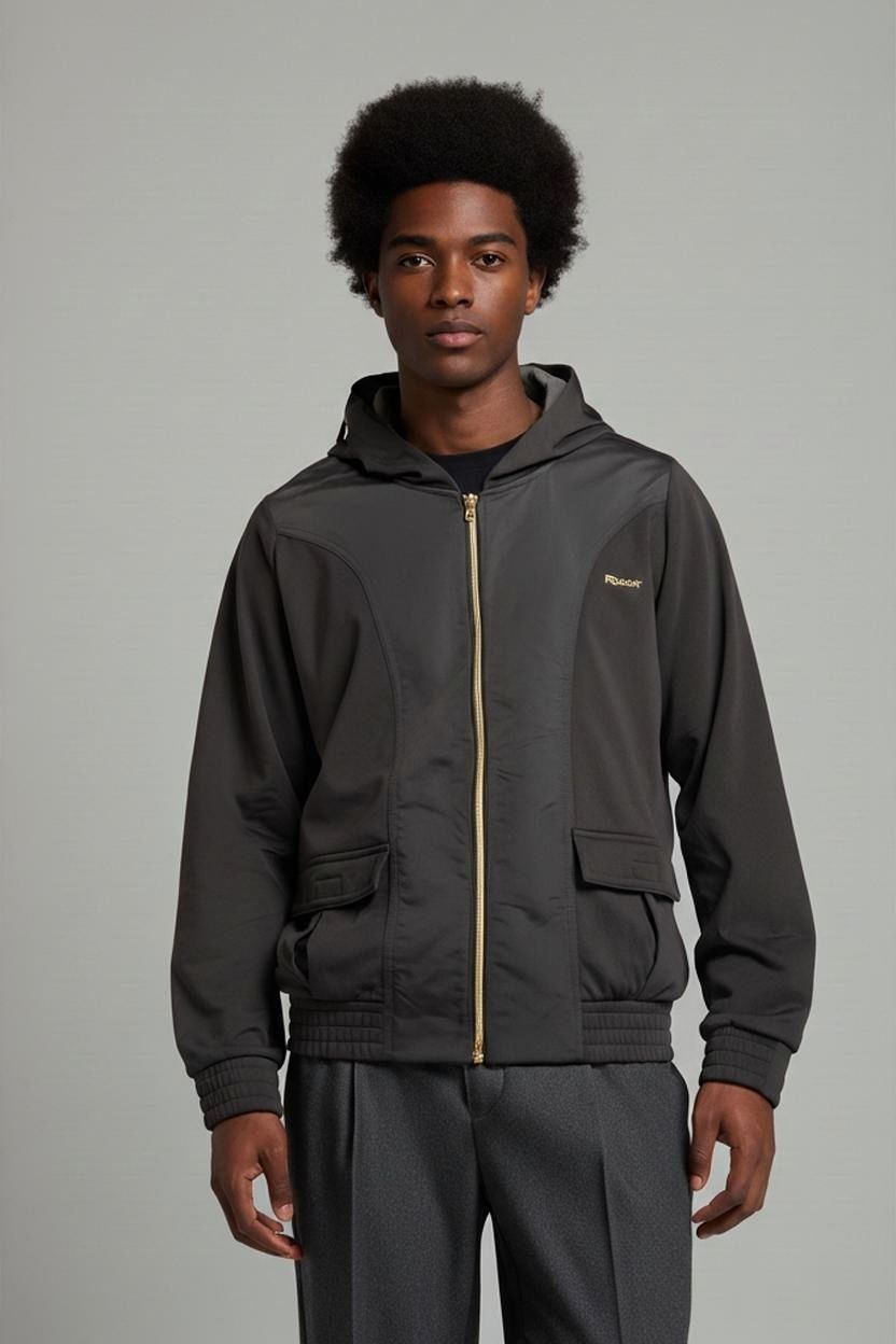 Reebok Black Windbreaker Jacket with Hood - Men's