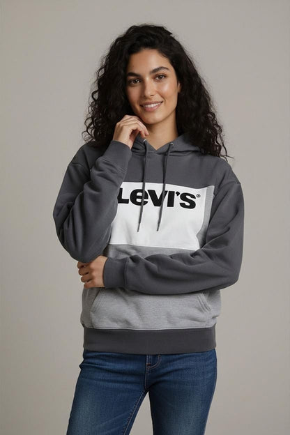 Levi's Colorblock Hoodie - Size M - Grey & White