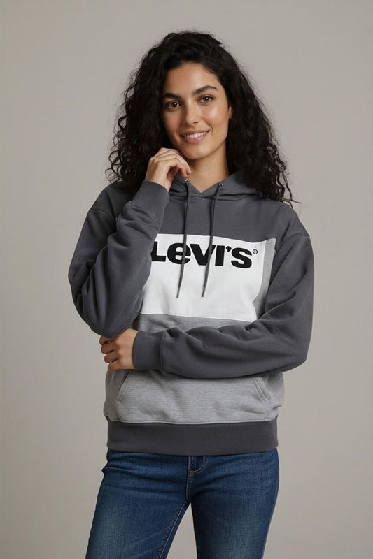 Levi's Colorblock Hoodie - Size M - Grey & White